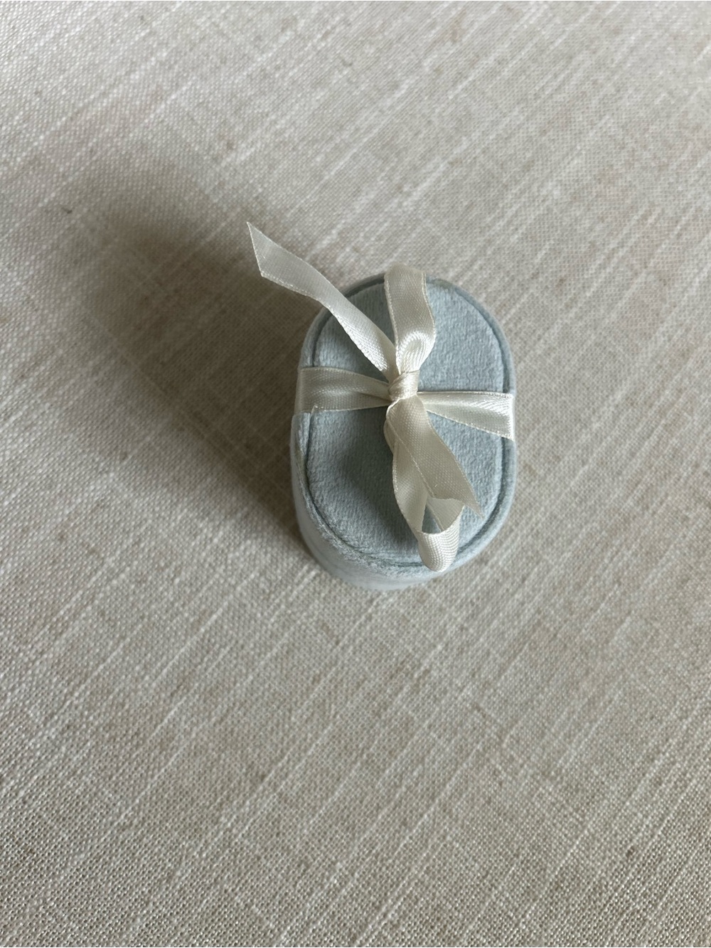 Velvet Ribbon-Tied Jewelry Box in Light Blue Bridal